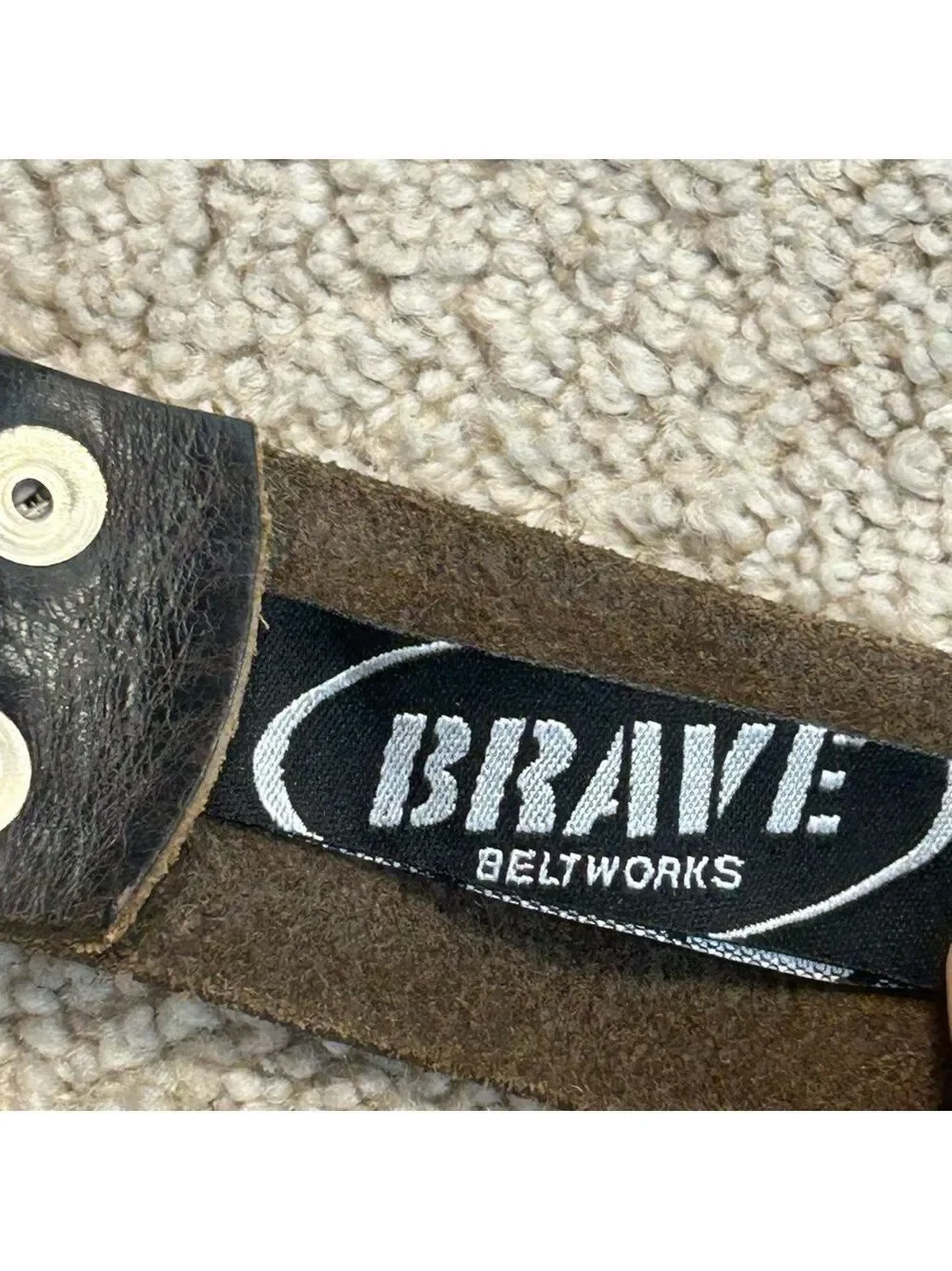 Brave western made in Italy brown leather crystal rhinestone buckle belt Sz 32